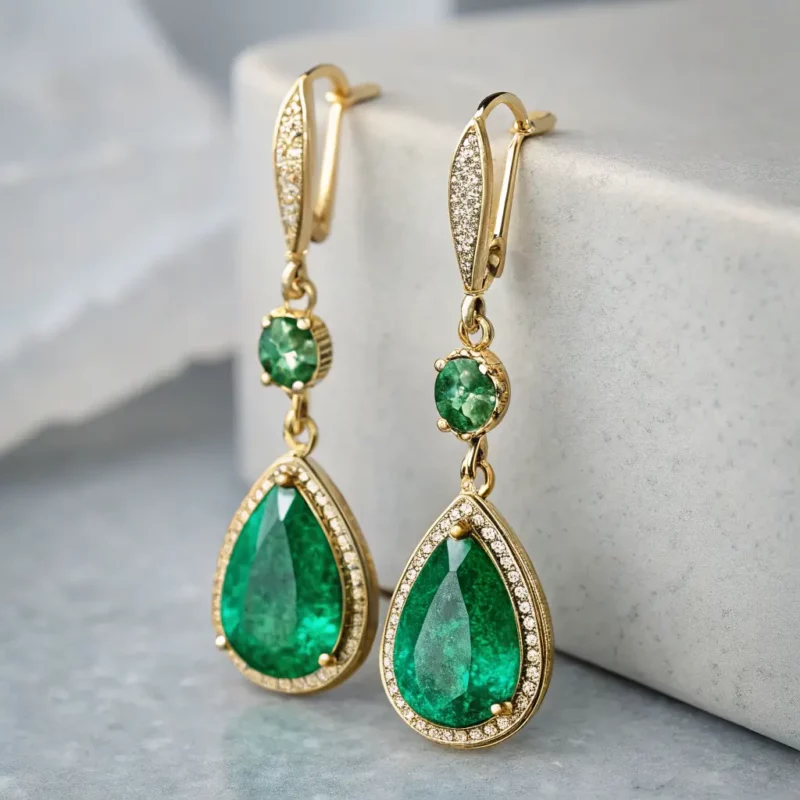 Emerald and Diamond Earrings